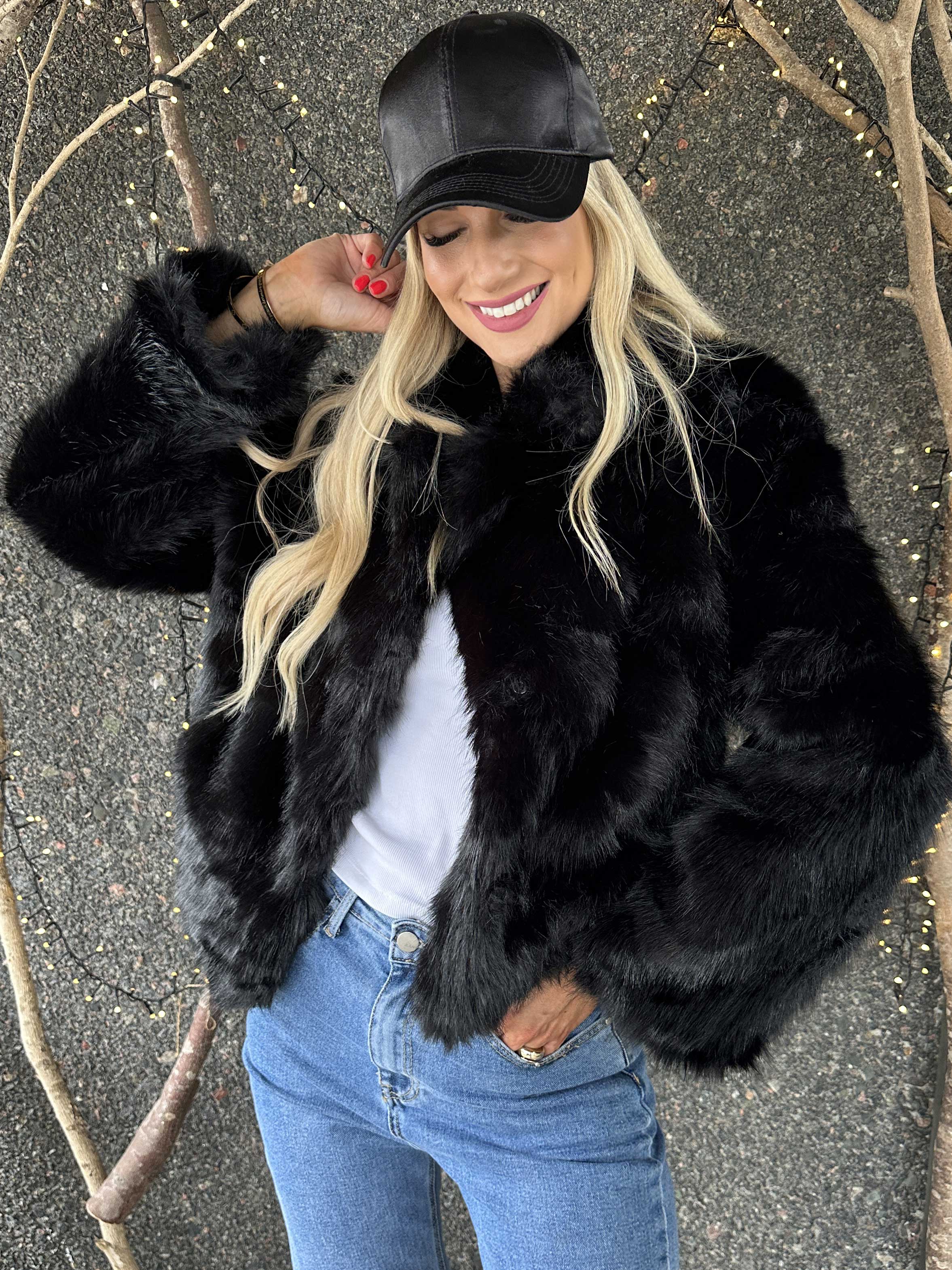 Charlene - Kort mjuk fuskpälsjacka